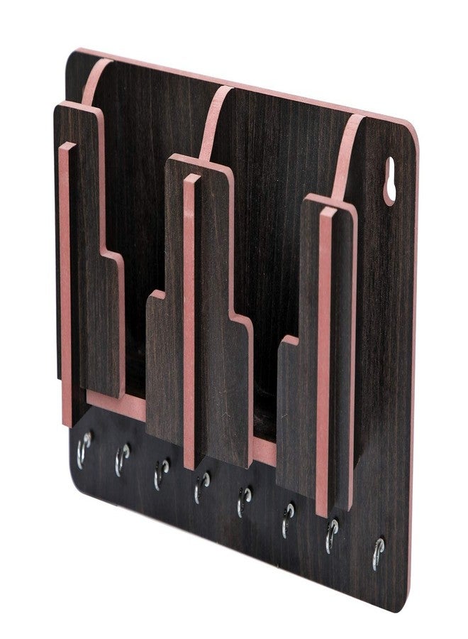 MS ENTERPRISE Key Holder with Mobile Charging Wall Mounted Stand & Cloth toval Hanger Watch Wallet Showpiece Storage Self Wooden Handcrafted Home & Office Decoration (Black) - Image 4